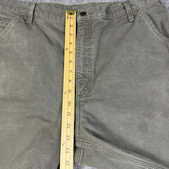 Carhartt Pants Mens 38x36 Green Flannel Lined Workwear B111 MOS Olive - Picture 11 of 13
